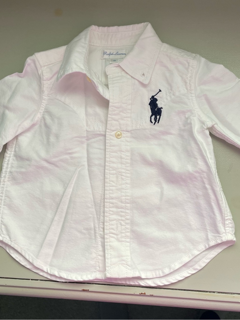 Ralph Lauren White Button-Down Shirt with Navy Pony